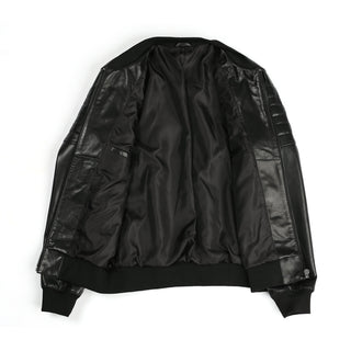 Cicero Men's New Zealand Leather Bomber Jacket-Mens Leather Jacket-Inland Leather Co.-Black-S-Inland Leather Co.