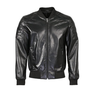 Cicero Men's New Zealand Leather Bomber Jacket-Mens Leather Jacket-Inland Leather Co.-Black-4XL-Inland Leather Co.
