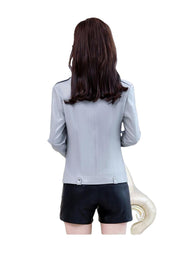Clarice Red Leather Biker Jacket Women-Womens Leather Jacket-Inland Leather Co.-Black-M-Inland Leather Co.