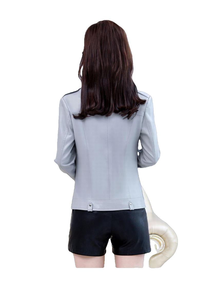 Clarice Red Leather Biker Jacket Women-Womens Leather Jacket-Inland Leather Co.-Black-M-Inland Leather Co.