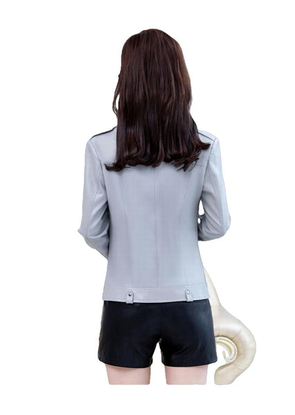 Clarice Red Leather Biker Jacket Women-Womens Leather Jacket-Inland Leather Co.-Black-M-Inland Leather Co.