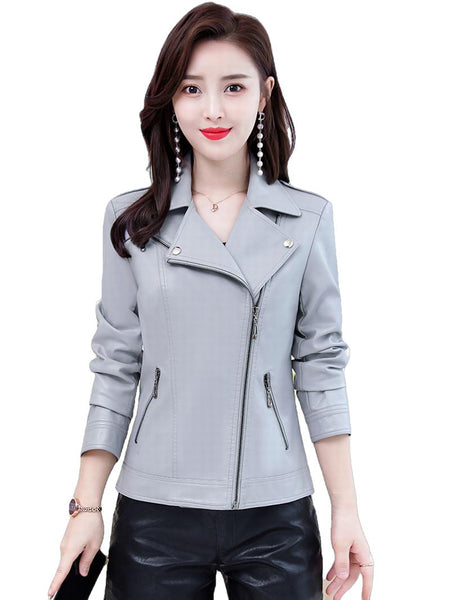 Clarice Red Leather Biker Jacket Women-Womens Leather Jacket-Inland Leather Co.-Black-M-Inland Leather Co.