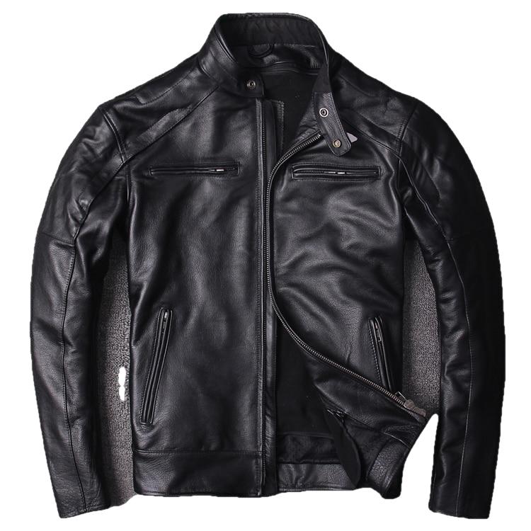 Classic Moto Mens Cafe Racer Style Cowhide Leather Jacket – Inland