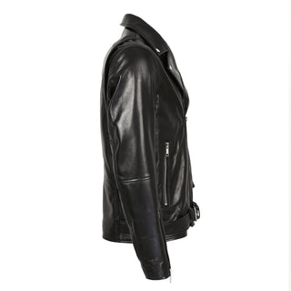Classico Men's New Zealand Leather Motorcycle Jacket-Mens Leather Jacket-Inland Leather Co.-Black-S-Inland Leather Co.