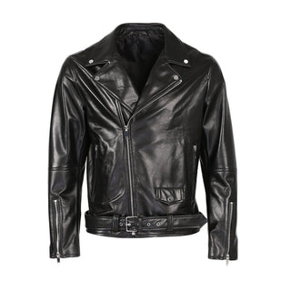 Classico Men's New Zealand Leather Motorcycle Jacket-Mens Leather Jacket-Inland Leather Co.-Black-S-Inland Leather Co.