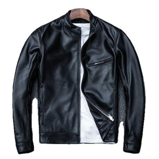 Colderon Men's Genuine Leather Jacket Vintage Sheepskin-Mens Leather Jacket-Inland Leather Co.-Black-4XL-Inland Leather Co.