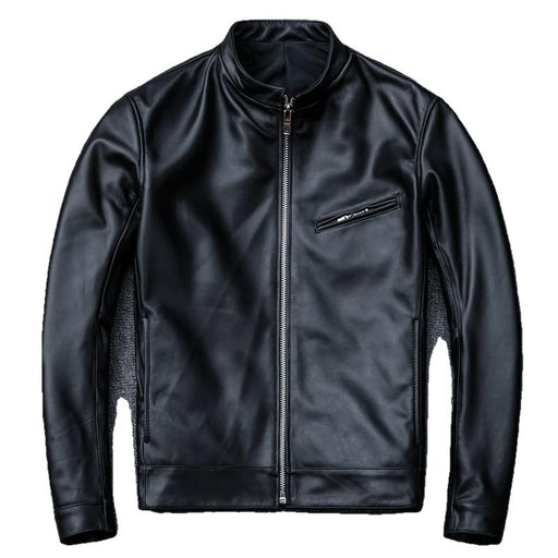 Colderon Men's Genuine Leather Jacket Vintage Sheepskin-Mens Leather Jacket-Inland Leather Co.-Black-4XL-Inland Leather Co.