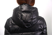 Contra 2020 Black Genuine Hooded Womens Leather Puffer Jacket-Womens Leather Jacket-Inland Leather Co.-black-XXXL-Inland Leather Co.