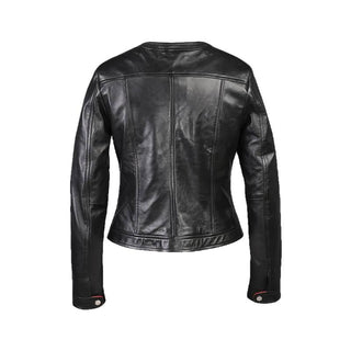 Cropped Womens Striped Short Biker Leather Jacket-Womens Leather Jacket-Inland Leather Co.-Inland Leather Co.