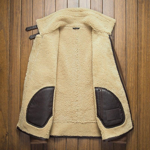 Davis Men's Natural Shearling Leather Coat-Mens Leather Coat-Inland Leather Co. Est. 2020-Brown-XXXL-Inland Leather Co.