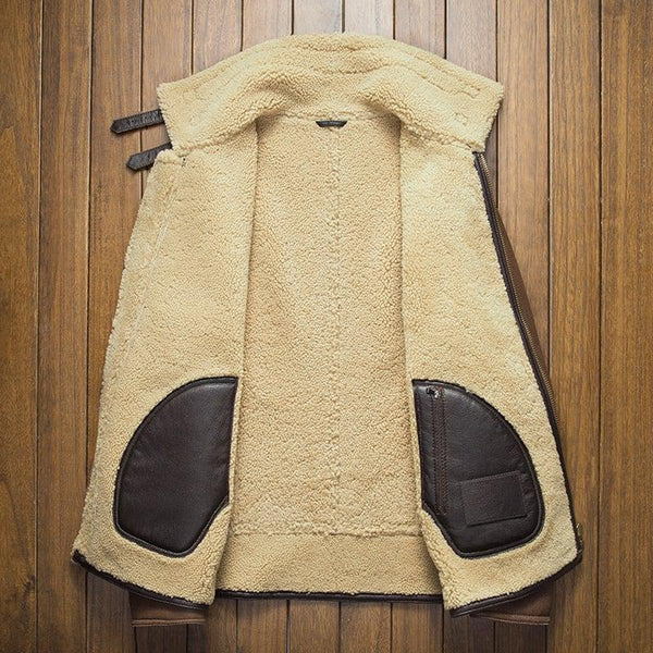 Davis Men's Natural Shearling Leather Coat-Mens Leather Coat-Inland Leather Co. Est. 2020-Brown-XXXL-Inland Leather Co.
