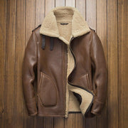Davis Men's Natural Shearling Leather Coat-Mens Leather Coat-Inland Leather Co. Est. 2020-Brown-XXXL-Inland Leather Co.