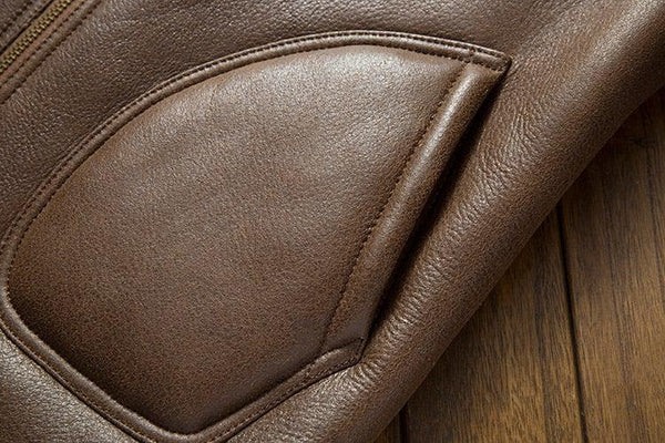 Davis Men's Natural Shearling Leather Coat-Mens Leather Coat-Inland Leather Co. Est. 2020-Brown-XXXL-Inland Leather Co.