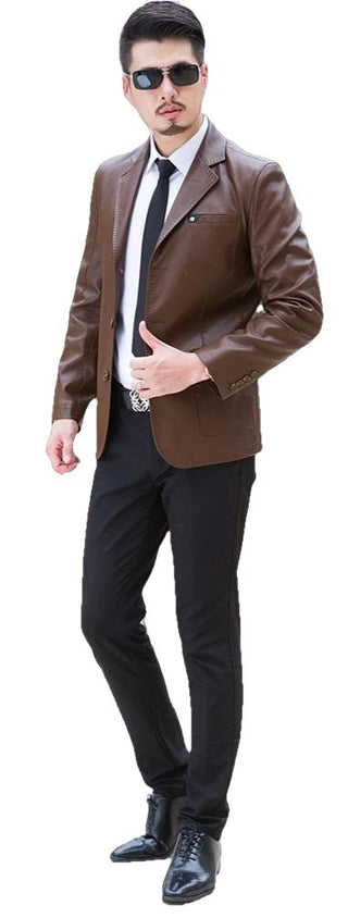 Everyday Mens Leather Blazer Multiple Colors-Mens Leather Coat-Inland Leather Co.-Khaki-XXXL-Inland Leather Co.