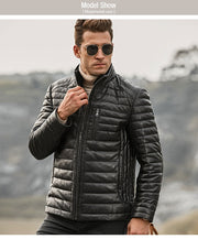 FLAVOR Genuine Lambskin Winter Warm Men's Leather Coat-Mens Leather Coat-Inland Leather Co.-Black-XS-Inland Leather Co.