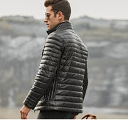 FLAVOR Genuine Lambskin Winter Warm Men's Leather Coat-Mens Leather Coat-Inland Leather Co.-Black-XS-Inland Leather Co.