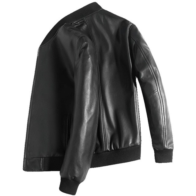 Gendry Genuine Black Aviation Men Sheepskin Real Leather Coat-Mens Leather Jacket-Inland Leather Co. Est. 2020-black-XXXL-Inland Leather Co.