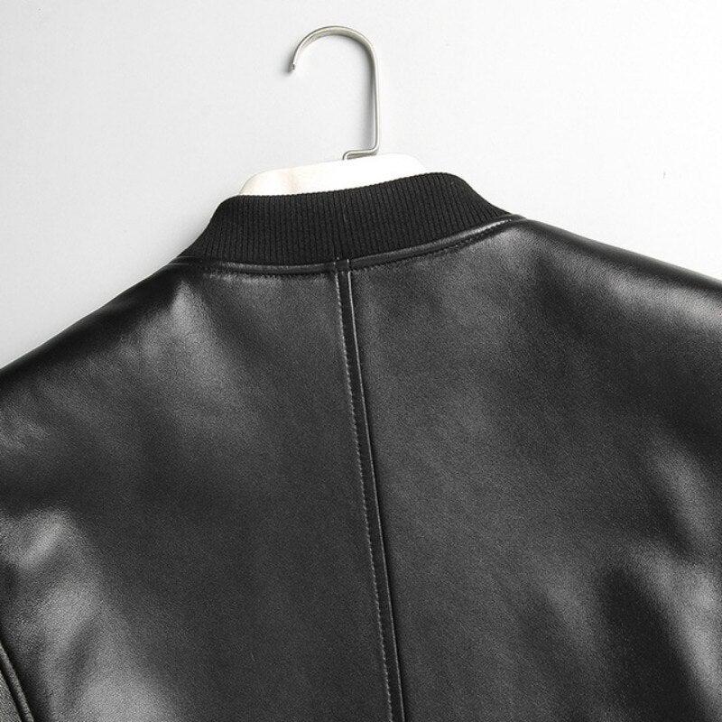 Gendry Genuine Black Aviation Men Sheepskin Real Leather Coat-Mens Leather Jacket-Inland Leather Co. Est. 2020-black-XXXL-Inland Leather Co.