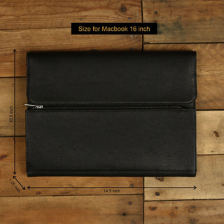 Genuine Leather Apple MacBook Pro 14 and 16 16.2 Inch Leather Sleeve Cover-Macbook Cover-Inland Leather-Black-Inland Leather Co