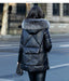 Genuine Leather Jacket Women Fox Fur and Hooded-Womens Leather Jacket-Inland Leather Co.-black-XL-Inland Leather Co.