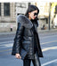 Genuine Leather Jacket Women Fox Fur and Hooded-Womens Leather Jacket-Inland Leather Co.-black-XL-Inland Leather Co.
