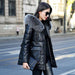 Genuine Leather Jacket Women Fox Fur and Hooded-Womens Leather Jacket-Inland Leather Co.-black-XL-Inland Leather Co.