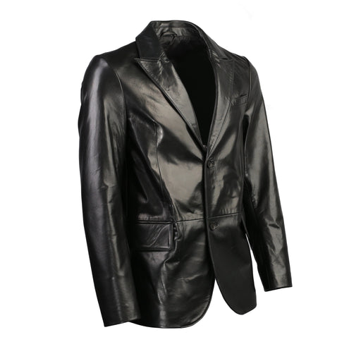 Gerard Mens 2 Button New Zealand Leather Blazer-Mens Leather Coat-Inland Leather Co.-Black-S-Inland Leather Co.