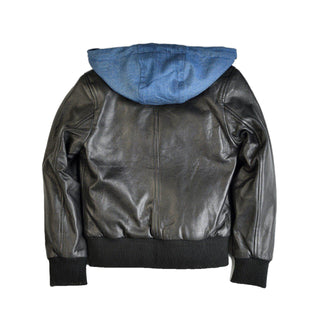 Girls Myla Denim Hoodie Leather Jacket-Girls Leather Jacket-MKL Apparel-MKL Apparel Inc