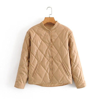 Giselle Womens Sheep Leather Quilted Parka Coat-Womens Leather Coat-Inland Leather Co.-as photo-M-Inland Leather Co.