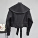 Gladis Womens Short Lace Up Leather Coat-Womens Leather Jacket-Inland Leather Co. Est. 2020-Black-L-Inland Leather Co.