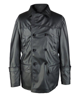 Glasgow Mens Lambskin Double-Breasted Leather Coat Big and Tall-Mens Leather Coat-Inland Leather Co.-Inland Leather Co.