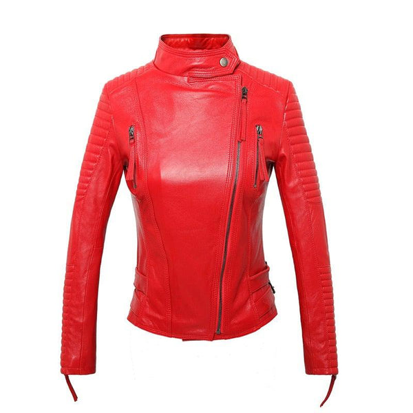 Grandeur 100% Real Sheepskin Coat Female Genuine Leather Jacket-Womens Leather Jacket-Inland Leather Co.-Black-XS-Inland Leather Co.