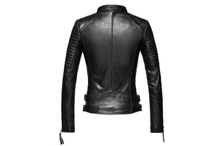 Grandeur 100% Real Sheepskin Coat Female Genuine Leather Jacket-Womens Leather Jacket-Inland Leather Co.-Black-XS-Inland Leather Co.