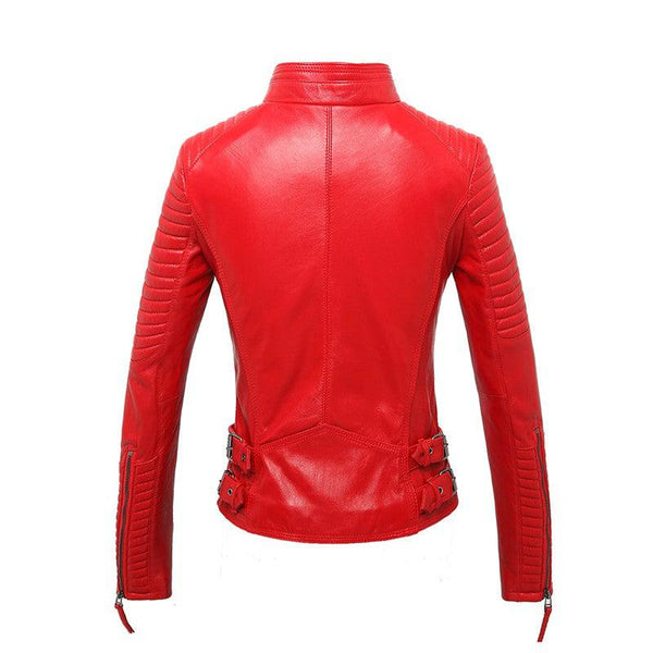 Grandeur 100% Real Sheepskin Coat Female Genuine Leather Jacket-Womens Leather Jacket-Inland Leather Co.-Black-XS-Inland Leather Co.
