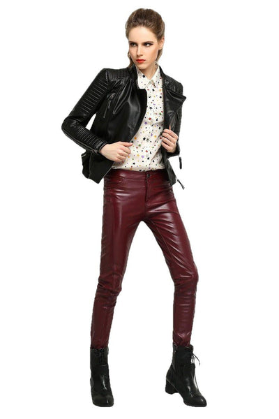 Grandeur 100% Real Sheepskin Coat Female Genuine Leather Jacket-Womens Leather Jacket-Inland Leather Co.-Black-XS-Inland Leather Co.