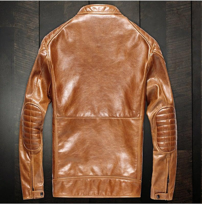 Hodor Tan Men's Leather Jacket Streetwear-Mens Leather Jacket-Inland Leather Co.-champagne-L-Inland Leather Co.
