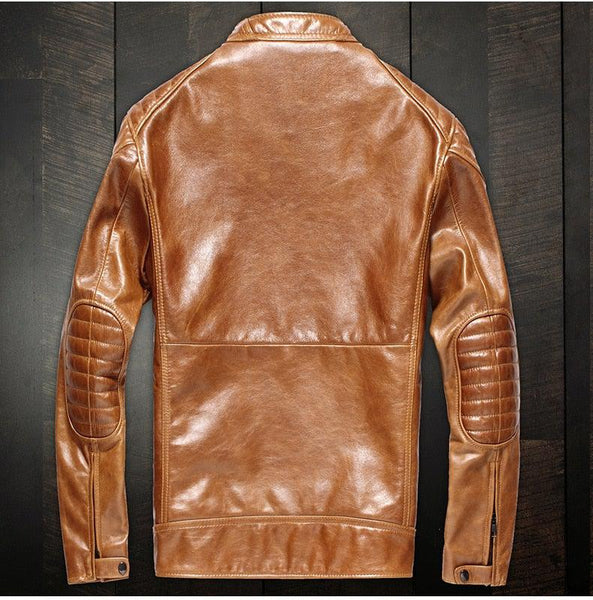 Hodor Tan Men's Leather Jacket Streetwear-Mens Leather Jacket-Inland Leather Co.-champagne-L-Inland Leather Co.