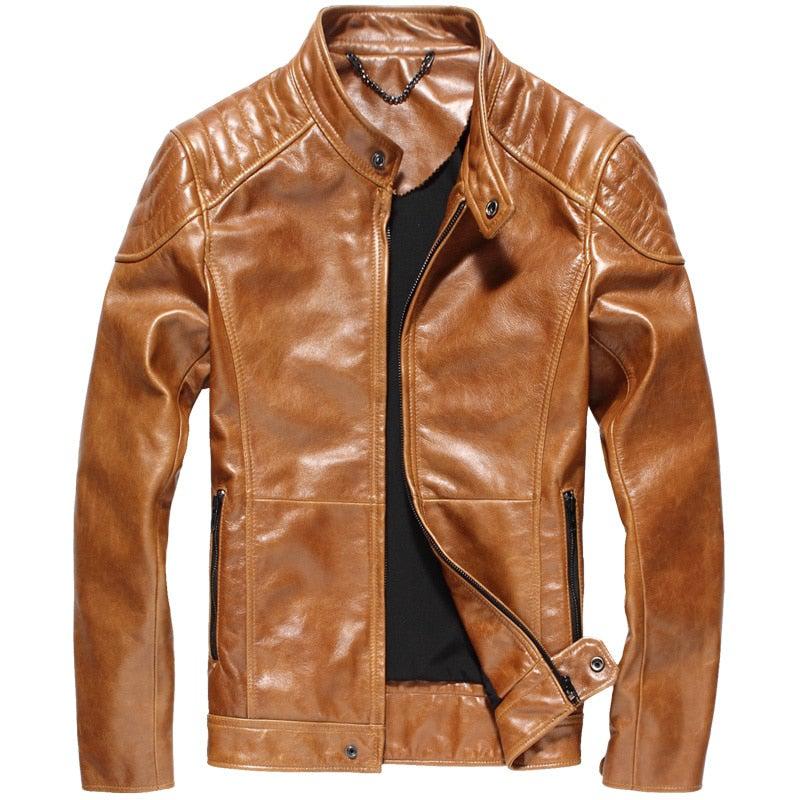 Hodor Tan Men's Leather Jacket Streetwear