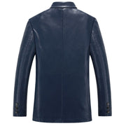 Hodor Mens 3 Button Leather Blazer Navy/Black-Mens Leather Coat-Inland Leather Co.-Black-M-Inland Leather Co.