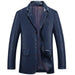 Hodor Mens 3 Button Leather Blazer Navy/Black-Mens Leather Coat-Inland Leather Co.-Black-M-Inland Leather Co.