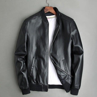 Jorah Men's Classic Bomber Leather Jacket-Mens Leather Jacket-Inland Leather Co.-black-S-Inland Leather Co.