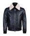 Karakul Mens Pilot Leather Jacket Faux Fur Collar-Mens Leather Jacket-Inland Leather-Black-S-Inland Leather Co.