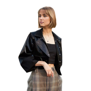 Karma Womens Loose Fit Asymmetrical Leather Jacket-Womens Leather Jacket-Inland Leather Co. Est. 2020-black-S-Inland Leather Co.