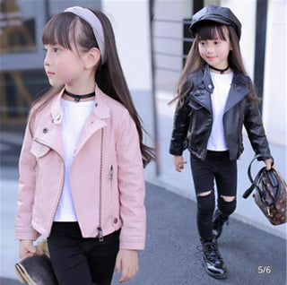 Kelly Girls Moto Pink Leather Jacket-Girls Leather Jacket-MKL Apparel-MKL Apparel Inc