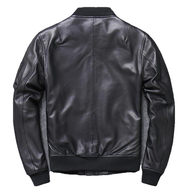 Khal Mens Genuine Leather MA-1 Jacket-Mens Leather Jacket-Inland Leather Co.-Black-5XL-Inland Leather Co.