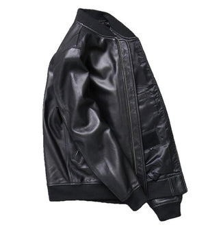 Khal Mens Genuine Leather MA-1 Jacket-Mens Leather Jacket-Inland Leather Co.-Black-5XL-Inland Leather Co.