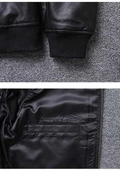 Khal Mens Genuine Leather MA-1 Jacket-Mens Leather Jacket-Inland Leather Co.-Black-5XL-Inland Leather Co.