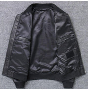 Khal Mens Genuine Leather MA-1 Jacket-Mens Leather Jacket-Inland Leather Co.-Black-5XL-Inland Leather Co.