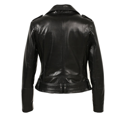 Kylee Womens New Zealand Motorcycle Leather Jacket-Womens Leather Coat-Inland Leather Co.-Black-S-Inland Leather Co.