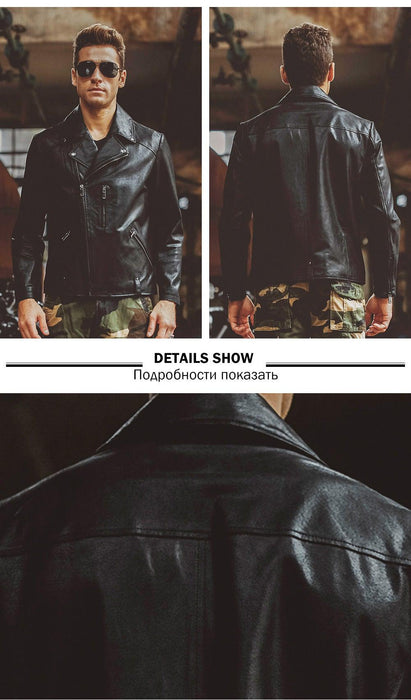 Lord Men's Leather Motorcycle Jacket-Mens Leather Jacket-Inland Leather Co.-Black-S-Inland Leather Co.